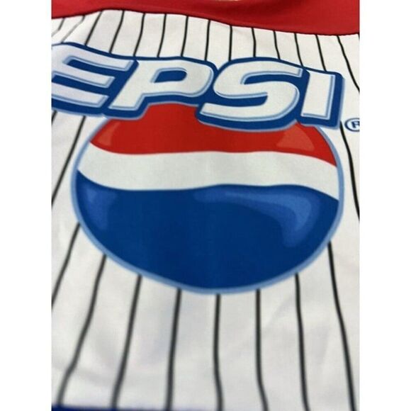 Pepsi Womens Size Large One Piece Swimsuit Razor Back Retro Summer Red & Blue - Picture 9 of 10